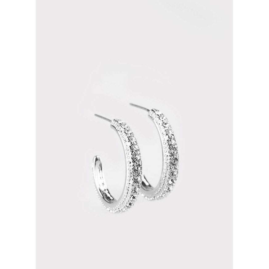 Twinkling White Hoop Earrings - Sophistycats Jewelry