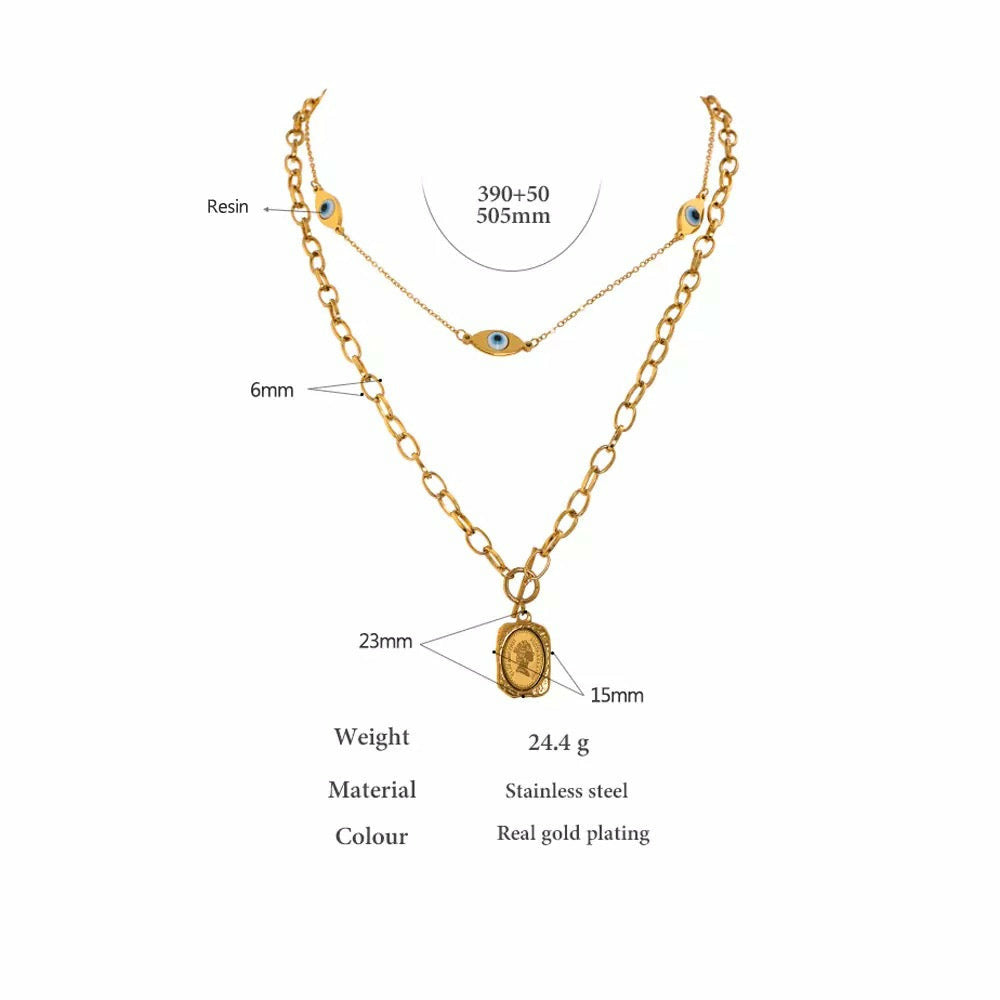 Trilogy Evil Eye Gold Layered Necklace