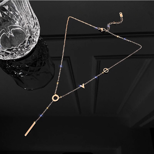 LOVE Letter Lariat Necklace - Stainless Steel
