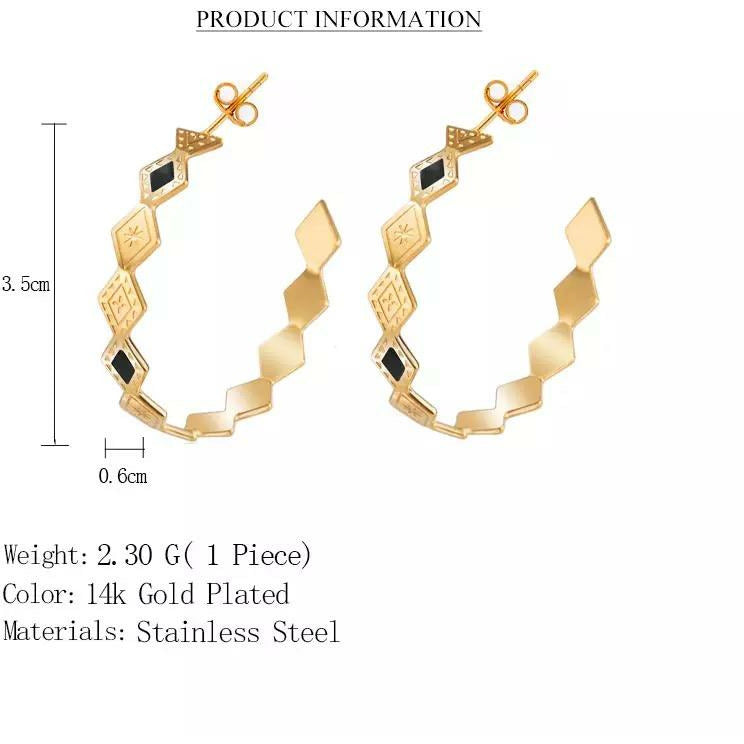 Diamond Shaped Gold Hoops