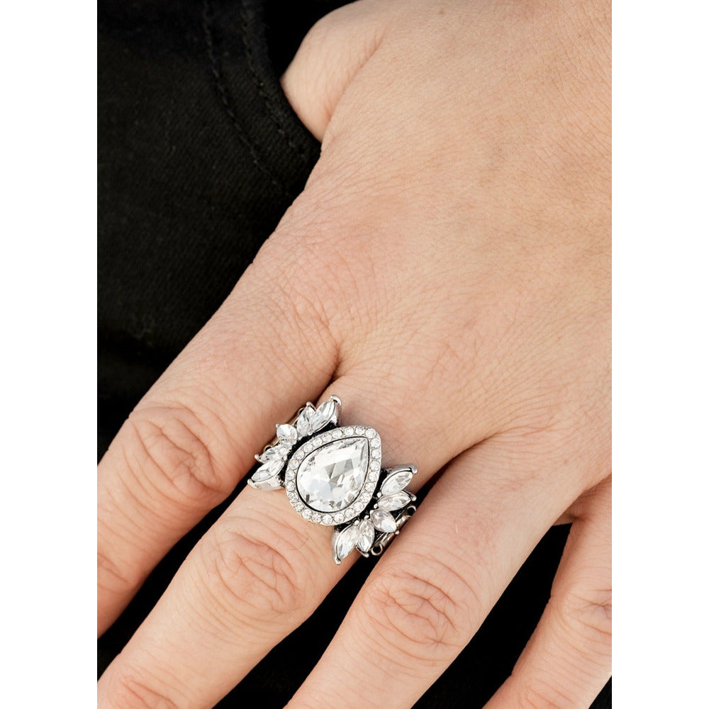 Stunning Rhinestone Silver Dinner Ring