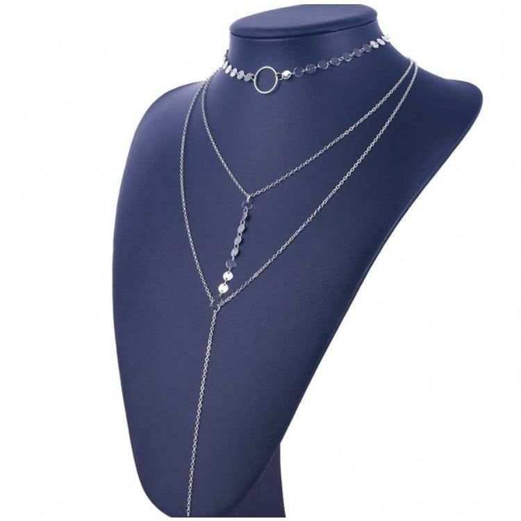 Kira Sequins Layered Gold Necklace - Sophistycats Jewelry