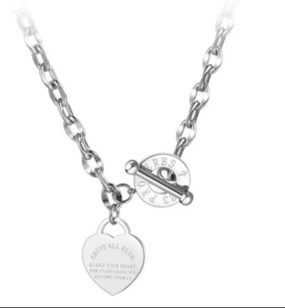 Guardian Motivational Heart Tag Charm Necklace