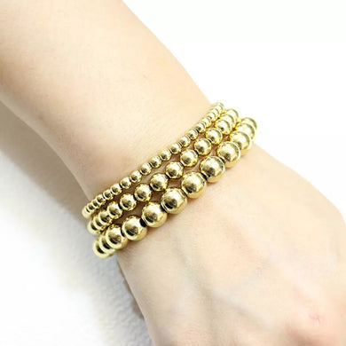 Stainless Steel Beaded Bracelet - Gold / Silver