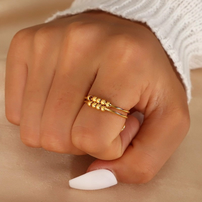 ‘KK’ Beaded Fidget Ring