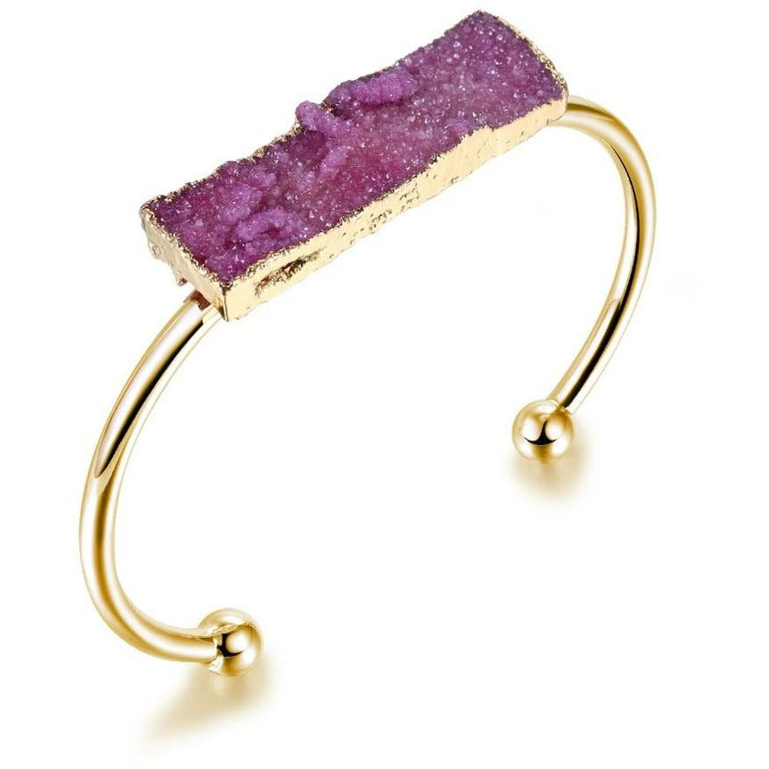 Gold - purple druzy bangle