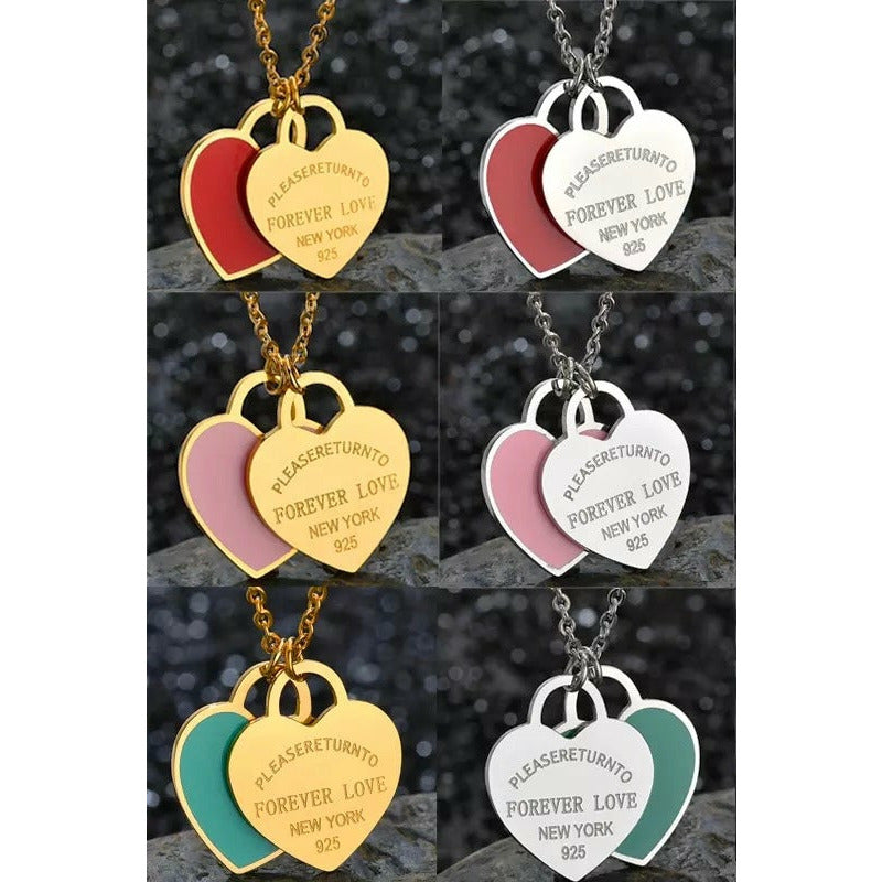 Dbl Heart Charm Necklace