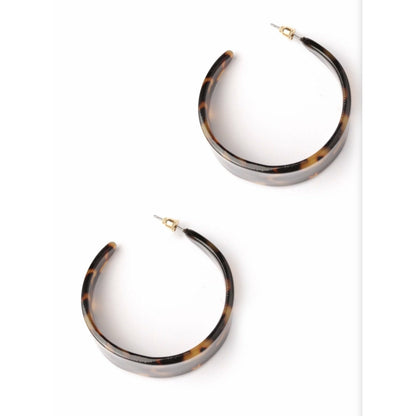 Hoop Earrings Medium Size Tortoise Print Crescent Shape