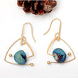 Quartz druzy geometric gold drop earrings 
