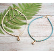 cowrie shell choker chain necklace - white gold turquoise blue 