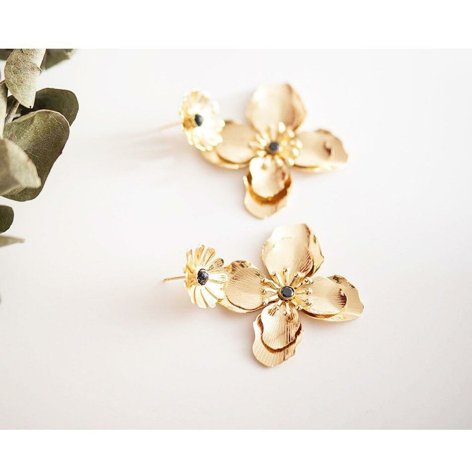 Tammi Double Flower Drop Earrings