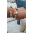 Silver gold two toned vintage snake cable cuff pearl bracelet- designer inspired