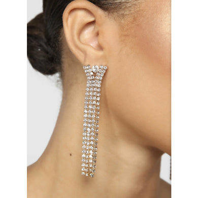 Available In Gold And Silver Dangle Earrings Full Rhinestone
