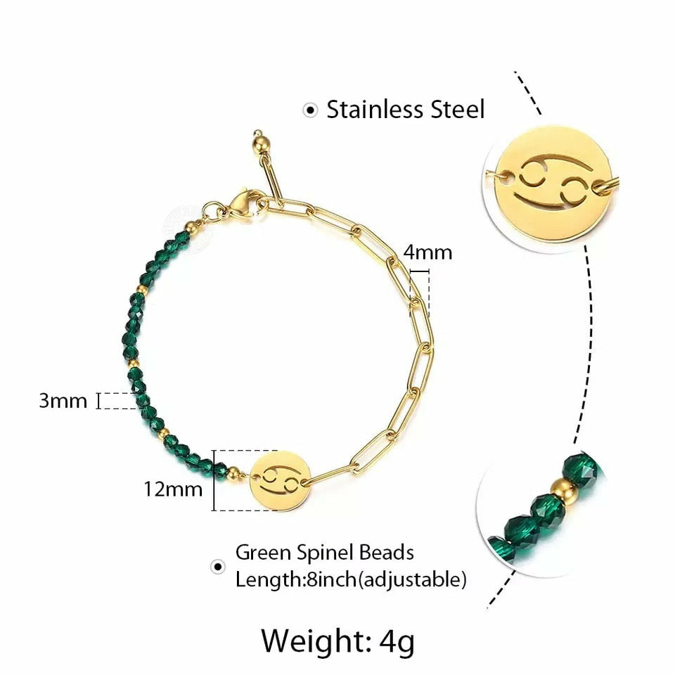 Adventura Green Onyx Beaded Zodiac Bracelet / Anklet