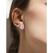 Pink Heart Round Stainless Steel Post Earrings