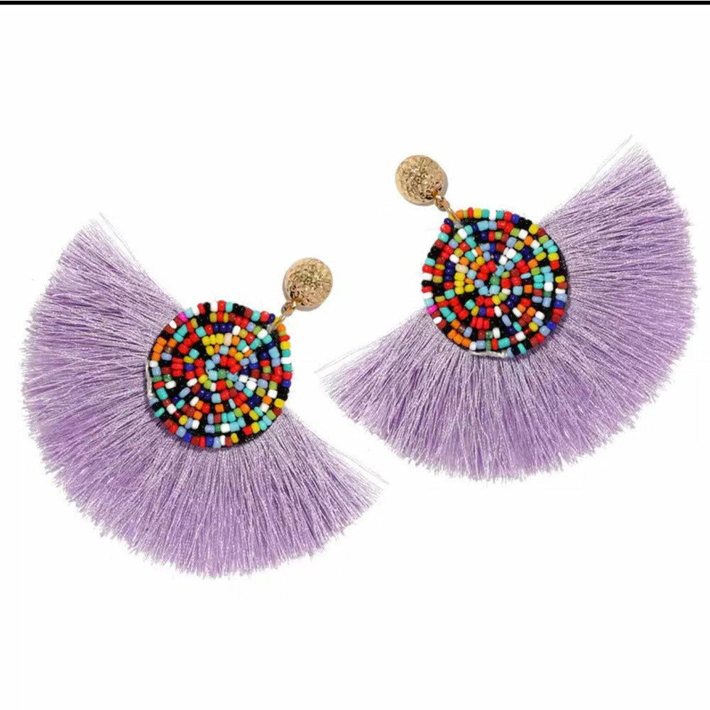 Bohemian tassel earrings - Purple 