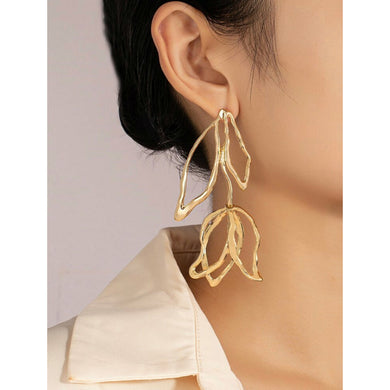 Rose Statement Drop Gold Earrings