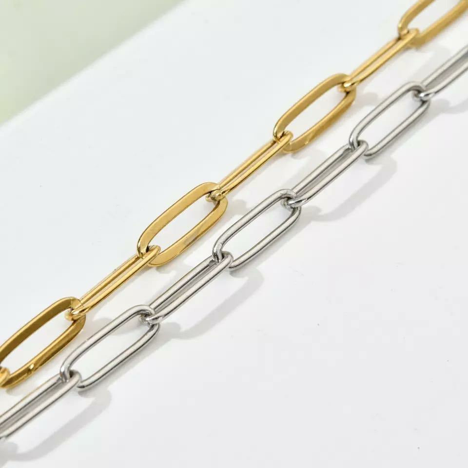 Paper clip Choker to Chain Necklace w/ Bracelet Set