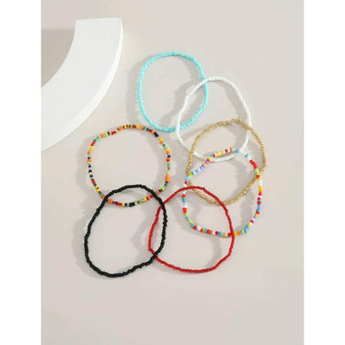  7 Piece Multicolor Beaded Anklet / Bracelet 