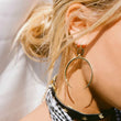 Gold crescent tribal moon drop earrings 