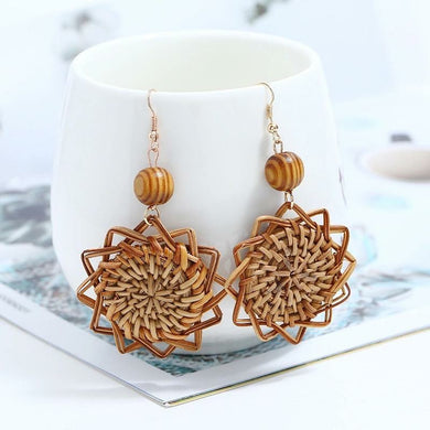 Starry Geometric Rattan Earrings 