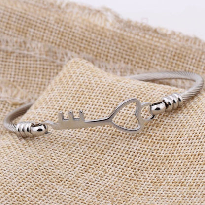 Love-Key Stainless Steel Open Bracelet