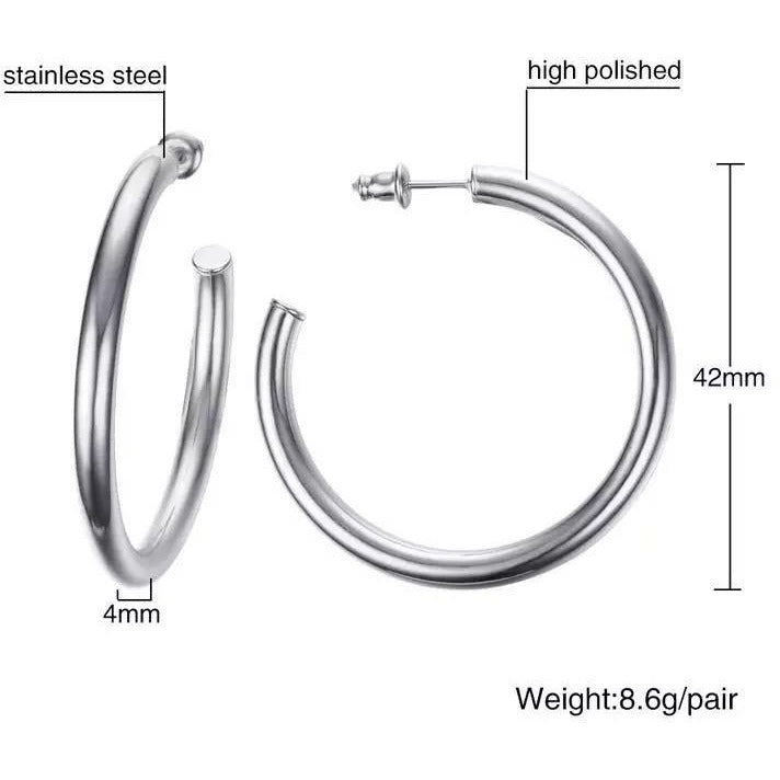 B-Frank Round Open Stainless Steel Hoops - Gold / Silver / Rose Gold