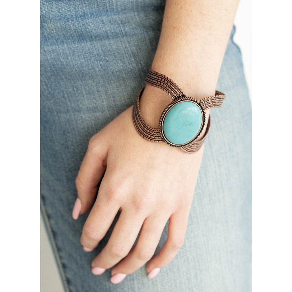 cooper Cuff Bracelet with turquoise stone
