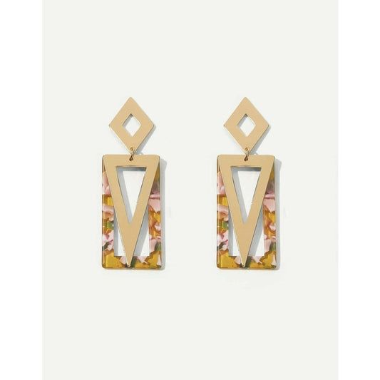 multicolored marble resin rectangle drop earrings