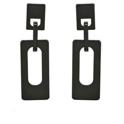Black geometric acrylic statement earrings 