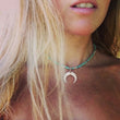 Tex-Horn Crescent Beaded Choker Necklace