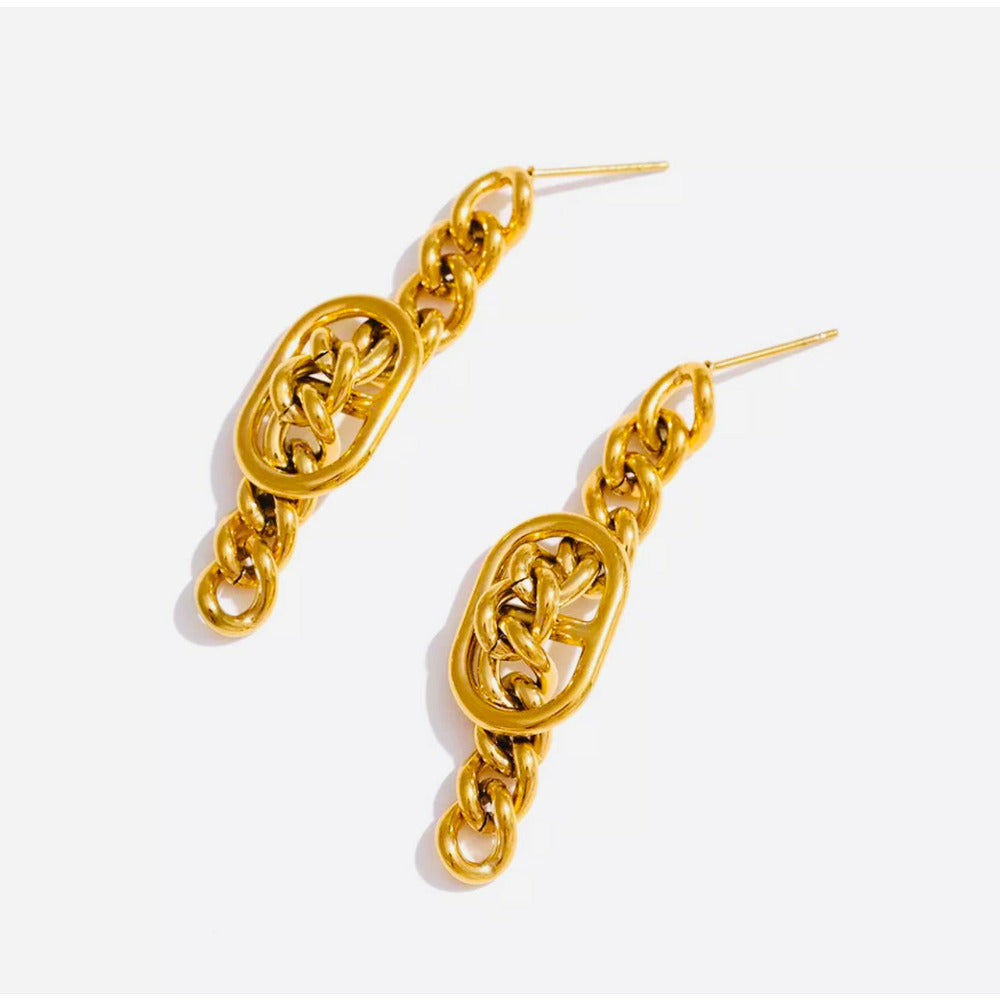 Buckle Link Drop Gold Earrings
