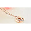 Love friendship interlocking roman numeral ring necklace - rose gold