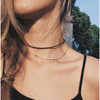 Frenchy Black Quartz Choker Layered Necklace