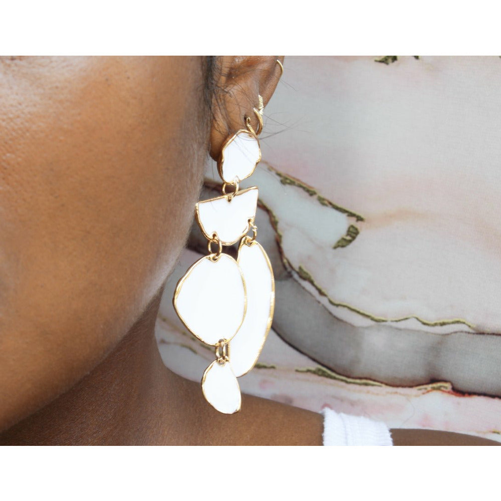 Noonday White &amp; Gold Statement Earrings