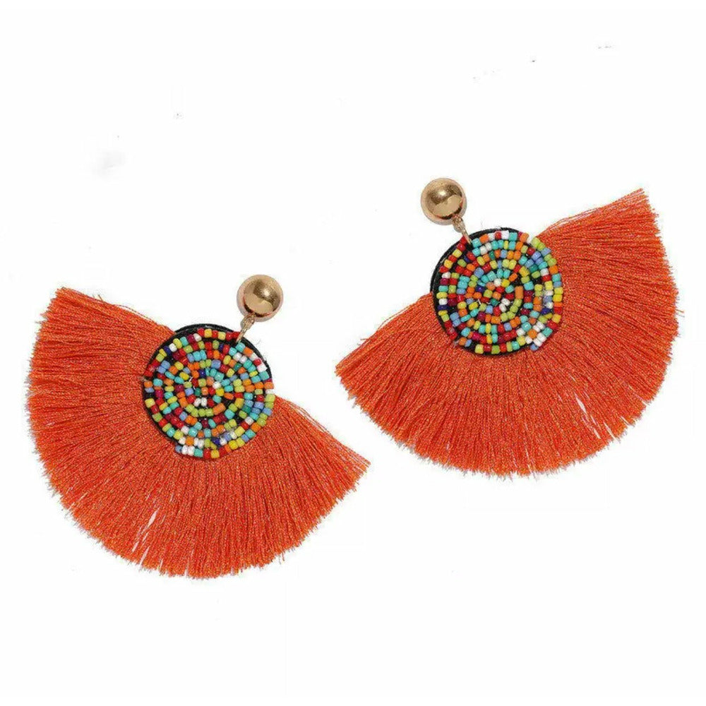 Bohemian tassel earrings - orange