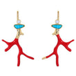 Red Enamel Coral Resin Antlers Branch Drop Dangle Earring 