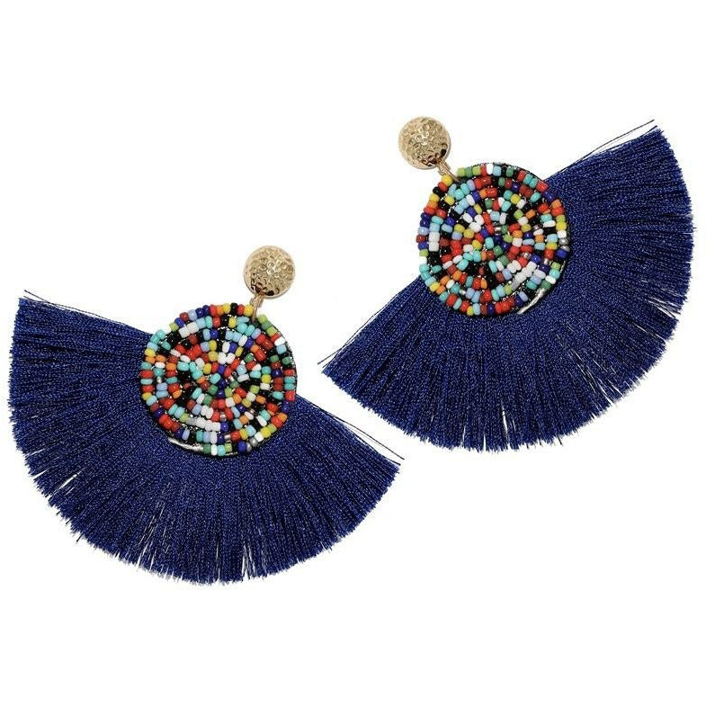 Bohemian tassel earrings - blue