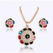 18 K plated gold colorful rhinestone necklace with matching earrings 