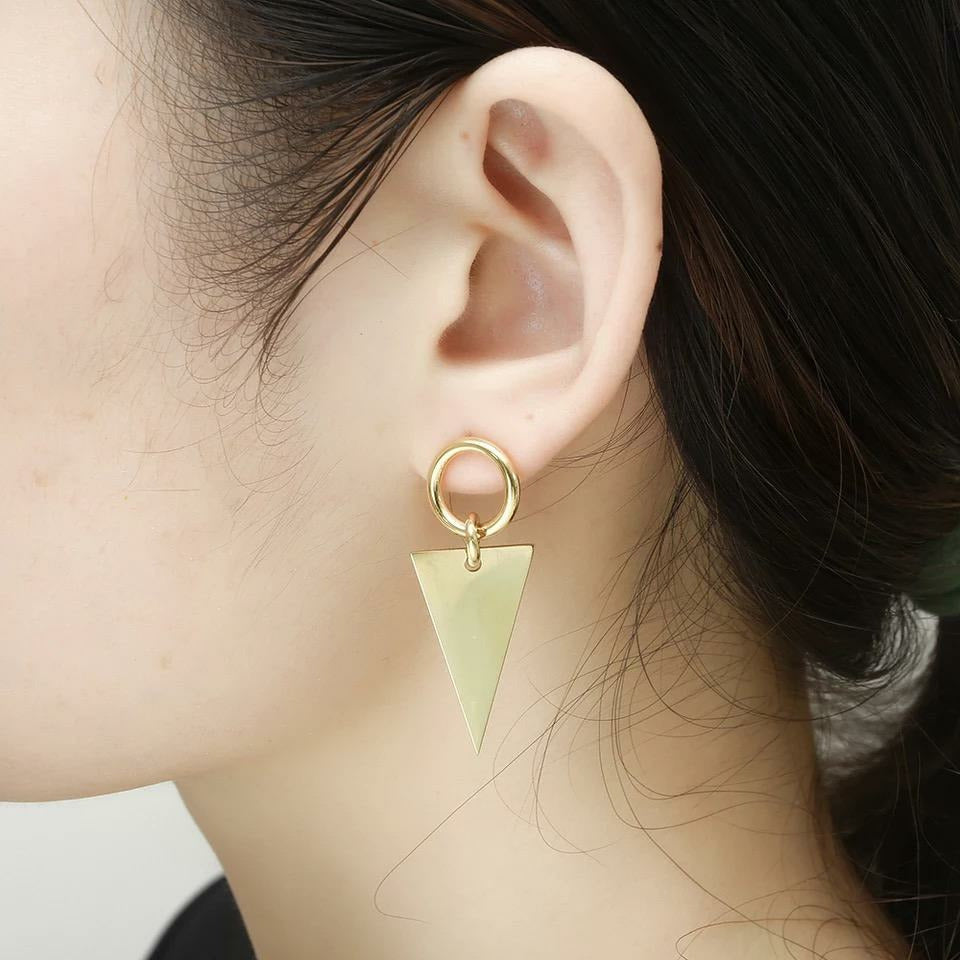 Gold triangle geometric drop stainless steel earrings