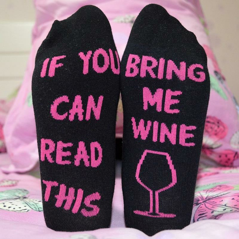 If you can read this, Bring me wine socks - Black 