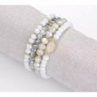 Crystal beaded stacked bracelet with druzy stone