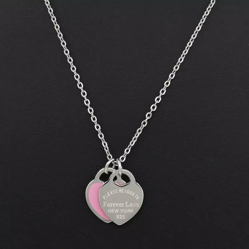 Dbl Heart Charm Necklace
