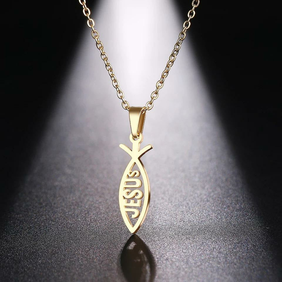 Gold Jesus Pendant Necklace