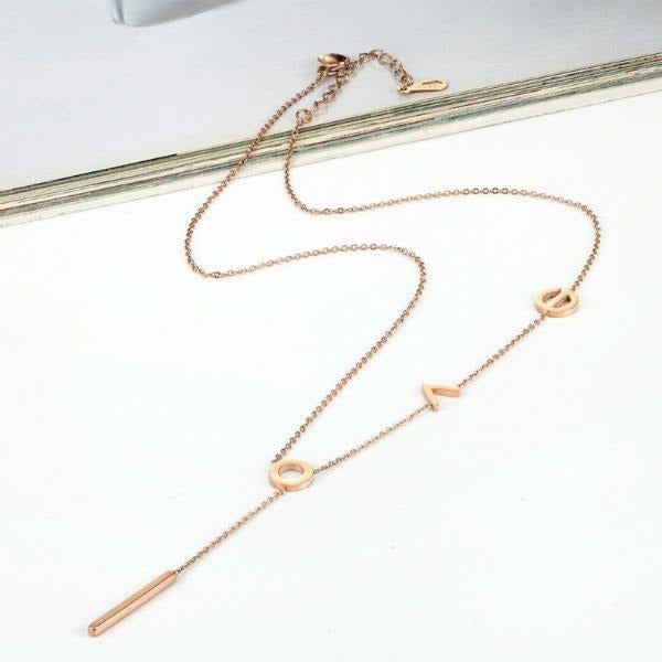 LOVE Letter Lariat Necklace - Stainless Steel