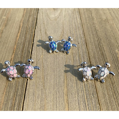 Opal Sea Turtle Post Earrings 