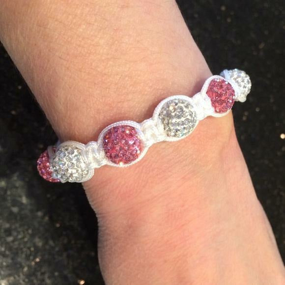 Pink & White Shamballa Bracelet - Sophistycats Jewelry