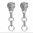 Panther Knocker Silver Link Drop Earrings