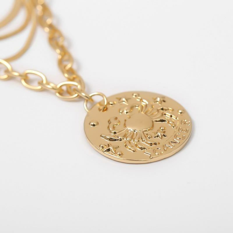 Cancer Zodiac Layered Chain Necklace