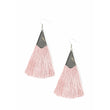 Pink with silver tassel drop earrings 